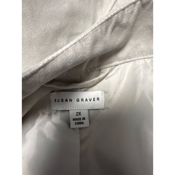 Susan Graver Faux Suede Zip-Up Jacket Beige With Stand Collar Women's Size 2X - Picture 5 of 8
